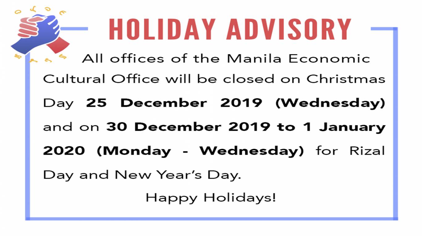 Holiday Advisory (Dec. 25, 2019; Dec. 30, 2019-Jan. 1, 2020).jpeg